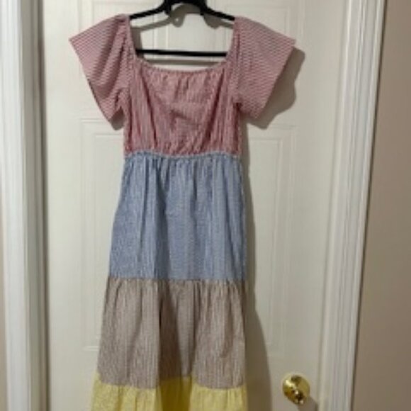 URBAN OUTFITTERS | Tiered Colorblock Maxi Dress | Size XS - Picture 2 of 3